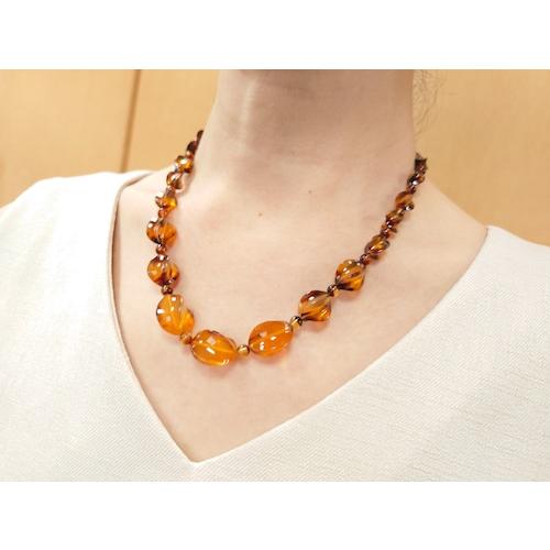 本べっ甲 ネックレス 飴色 特上エグリ 贅沢 白甲 希少 フォーマル