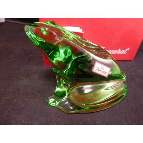 バカラ（Baccarat） カエル 緑色のクリスタル フィギュリン