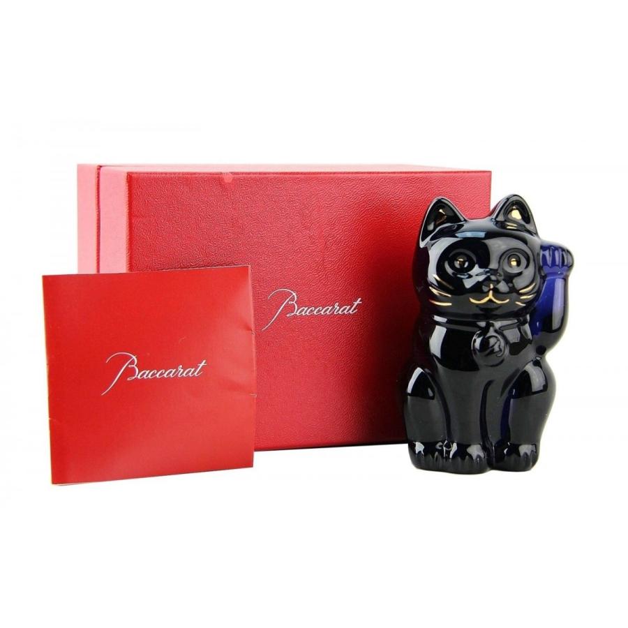 バカラ（Baccarat） 招き猫 ミッドナイクリスタル フィギュリン