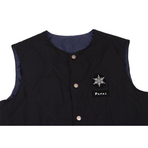 PAPAS（パパス） ナイロンキルティングダウンベスト 黒紺S 【メンズ