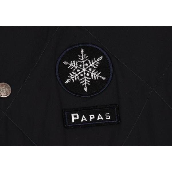 PAPAS（パパス） ナイロンキルティングダウンベスト 黒紺S 【メンズ