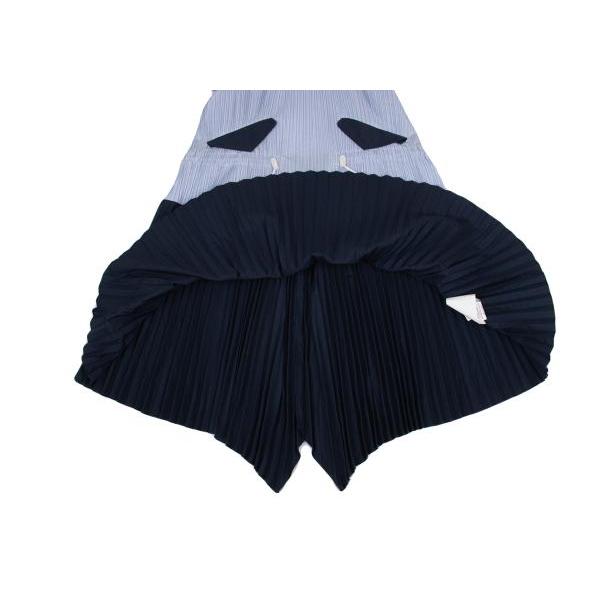 sacai（サカイ） プリーツ切替ストライプシャツワンピース 水色紺他1