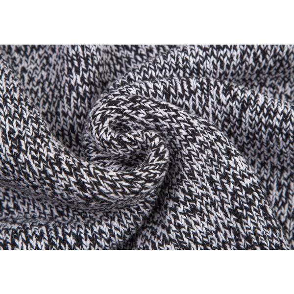 PAPAS（パパス） コットンVネックローゲージニットセーター 白黒46S