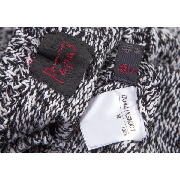 PAPAS（パパス） コットンVネックローゲージニットセーター 白黒46S