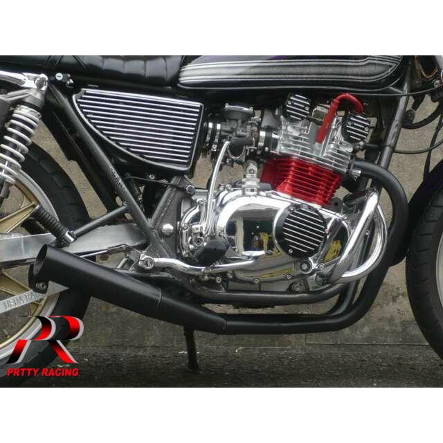 プリティー SUZUKI GS400 ショート管 70π マフラー 黒 : PRETTYRACING