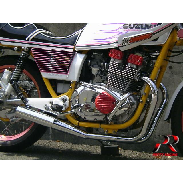 プリティー SUZUKI GSX400E ザリ ショート管 70π マフラー メッキ