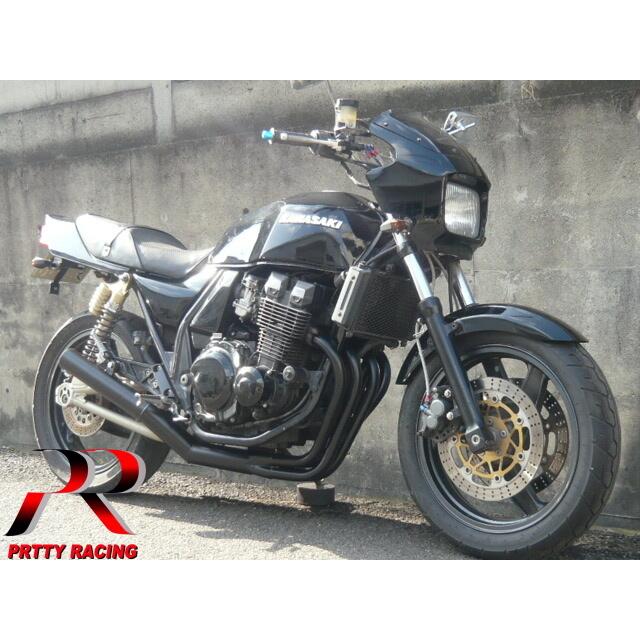 プリティー KAWASAKI ZRX400/2 〜97 ショート管 70π マフラー 黒