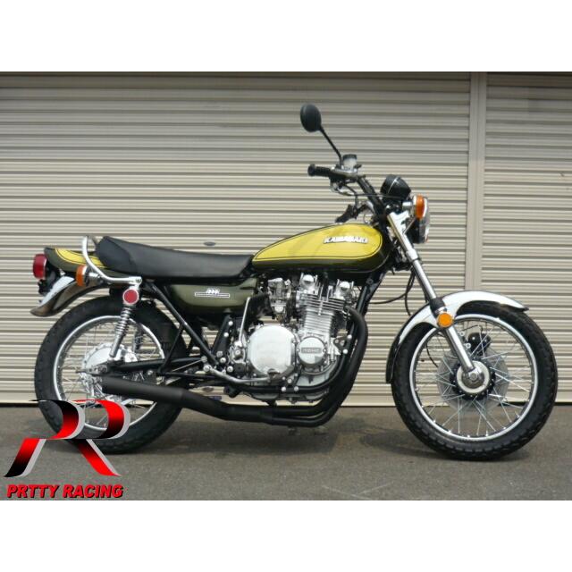 PRETTYRACING SPIDER KAWASAKI Z1/Z2 ショート管 70π 黒 マフラー 750