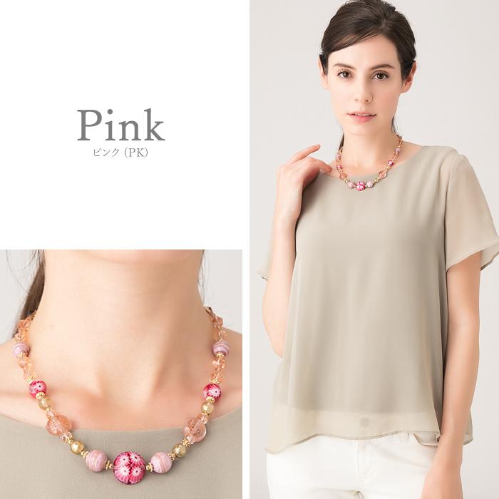 ネックレス ショート ヴェネチアン ベネチアン グラス ガラス 花模様