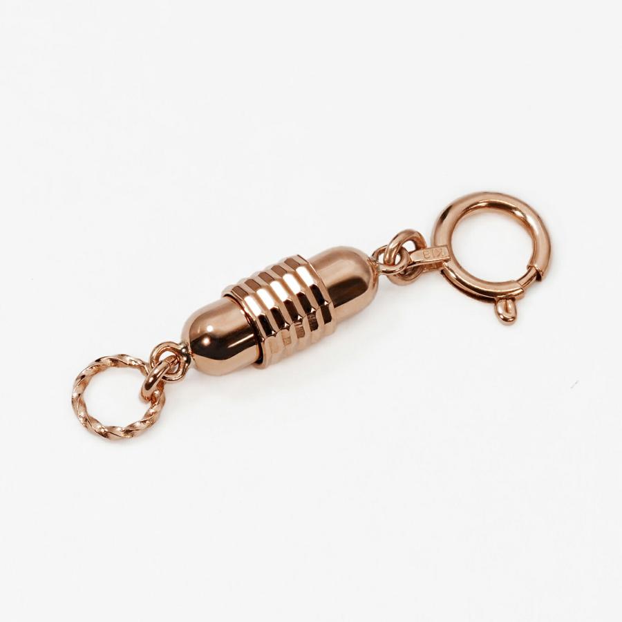 1個売り】 留め具 18金 ピンクゴールド マグネット式筒型クラスプ 引き