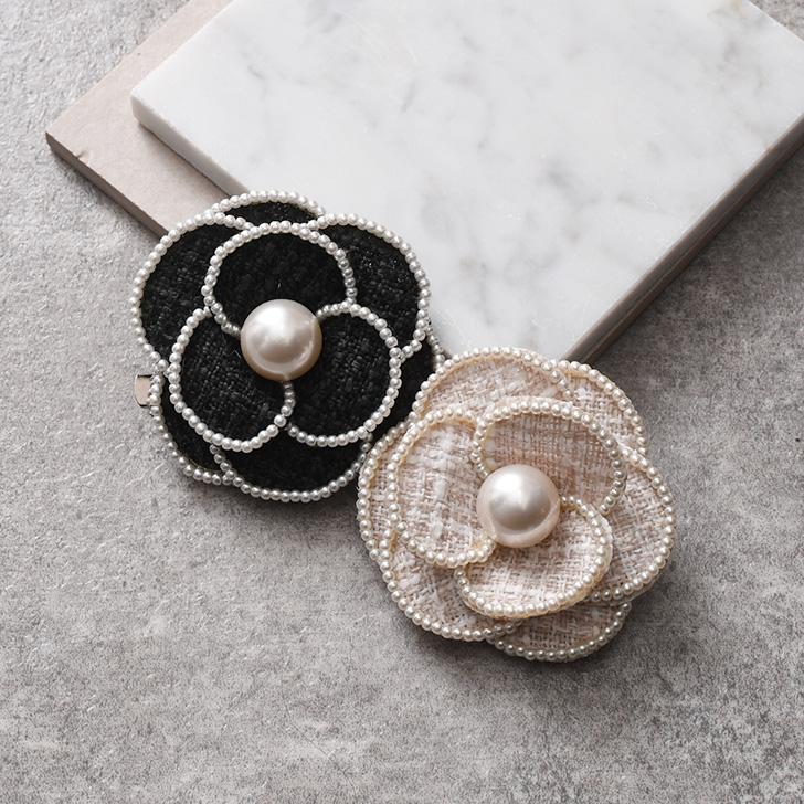 REAL STYLE コサージュ レディース ツイード カメリア フェイクパール