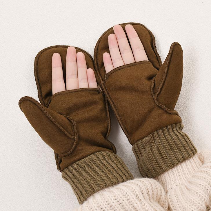 REAL STYLE 手袋 防寒 レディース 指なし スマホ 暖かい ミトン 裏起毛