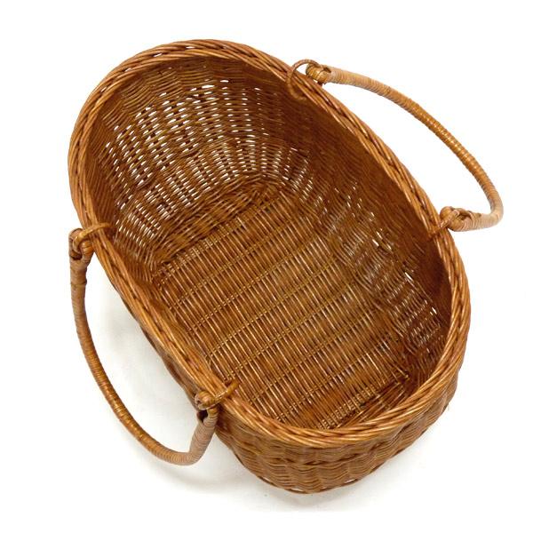 Lサイズ シンプルな籐のかごバッグ バスケットバッグ ラタンバッグ 藤