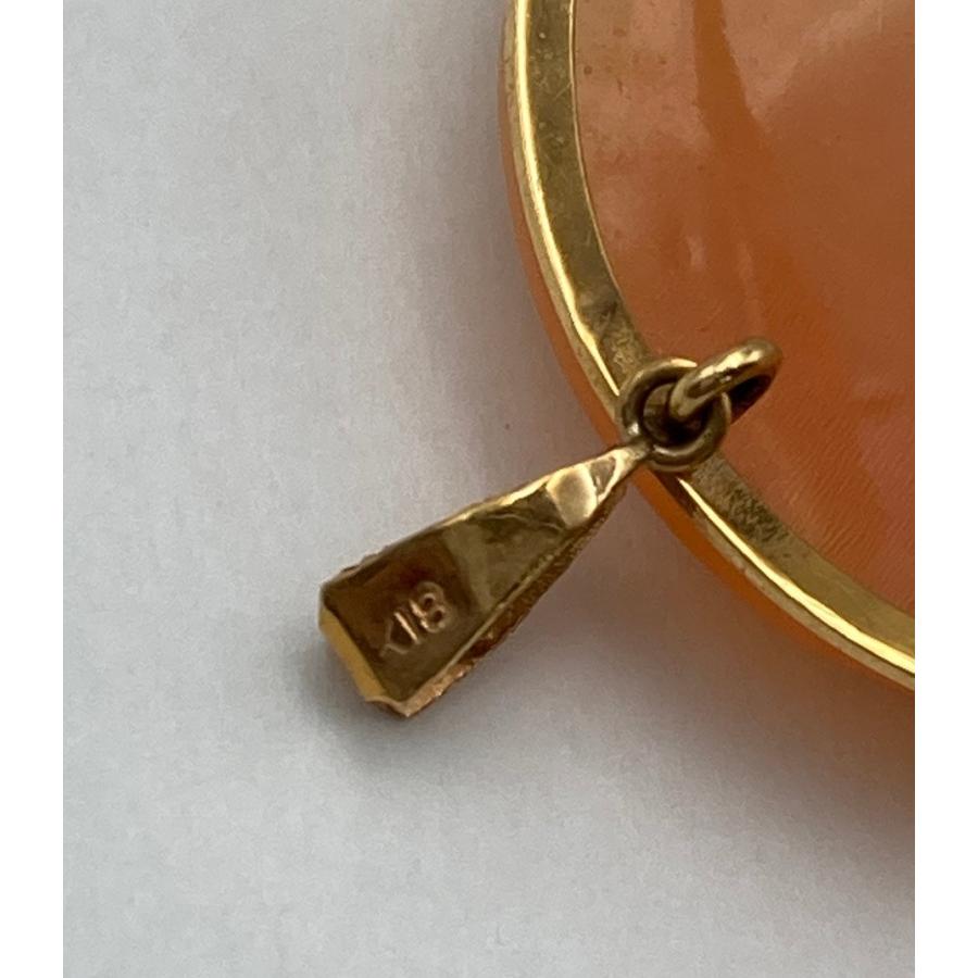 K18 シェルカメオ ブローチ 女性の横顔 中古 D4 : 京都リサイクル王国