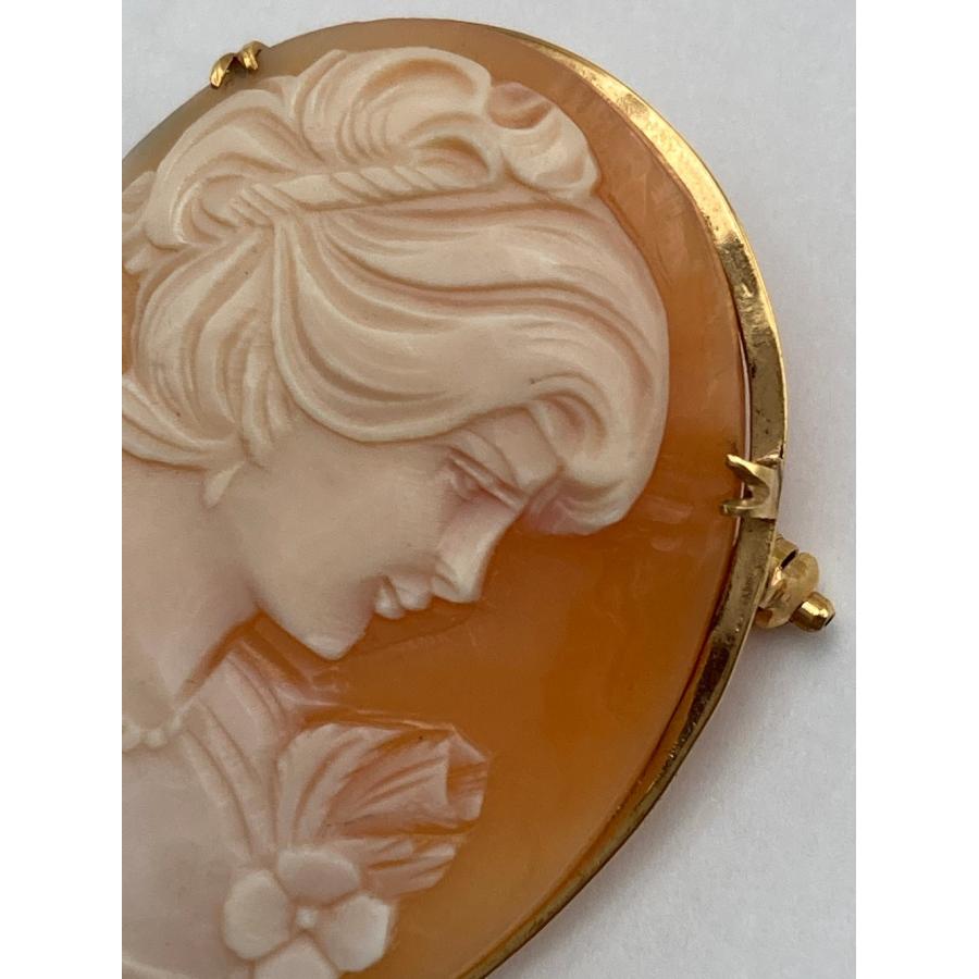K18 シェルカメオ ブローチ 女性の横顔 中古 D4 : 京都リサイクル王国