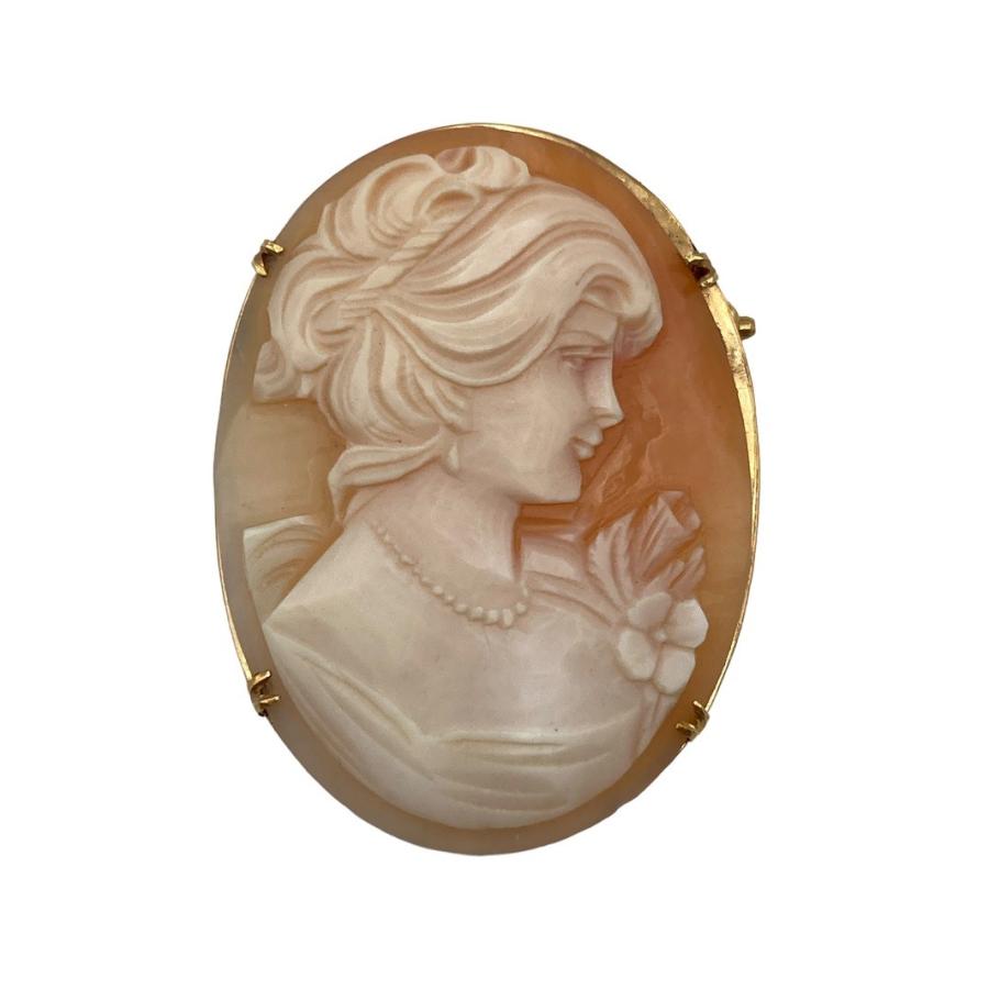 K18 シェルカメオ ブローチ 女性の横顔 中古 D4 : 京都リサイクル王国