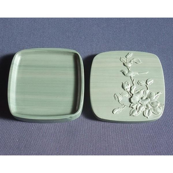 ゆう】 ◇波板石の雄勝時代大硯（金星点）◇松花江緑石硯（縞絲紋潤緑