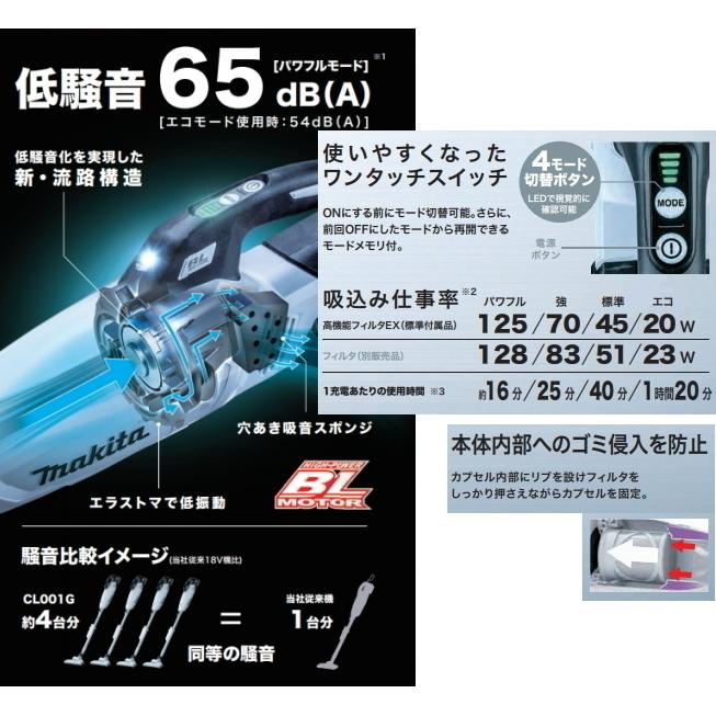 マキタ（makita） 充電クリーナー 40Vmax サイクロン一体式 CL003GZO