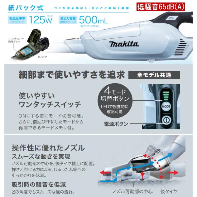 マキタ（makita） 新型18V 充電クリーナー CL285FDZW白本体 3.0Ah