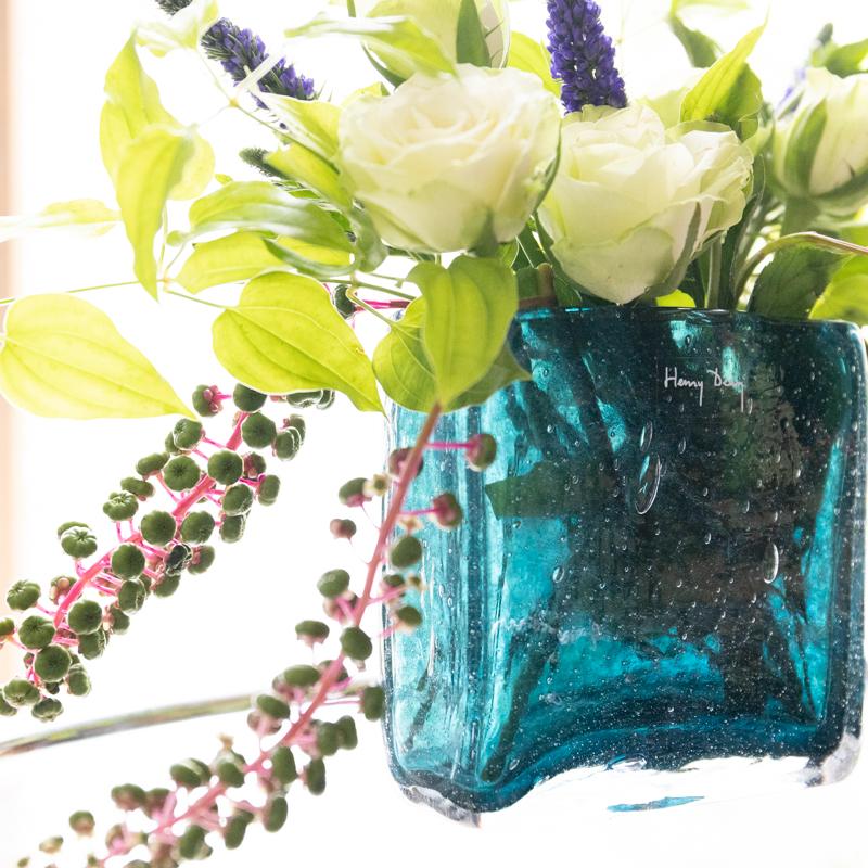 HenryDean ヘンリーディーン スクエアXS ジャスパー ガラス花瓶 花器