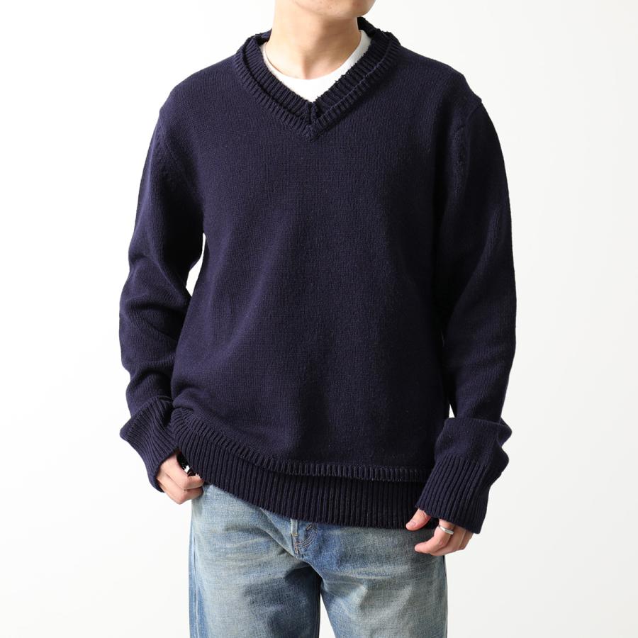 け*ん様 メゾンマルジェラ 14 ニット L 青 コットン 16SS 切替え 4