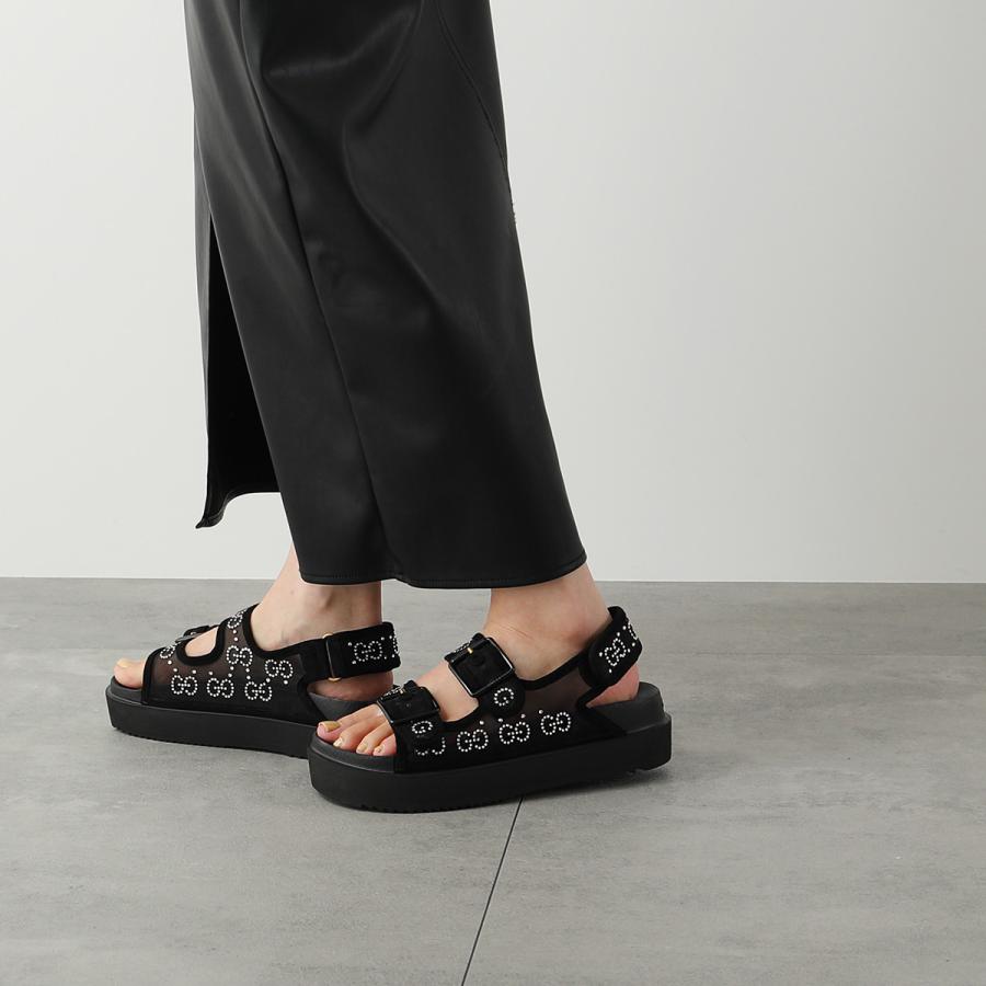 GUCCI（グッチ） サンダル 701158 F13A0 レディース クリスタル GGロゴ