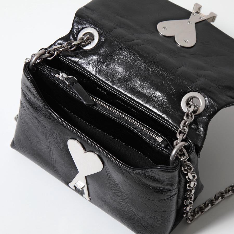 ami parisショルダー黒いナイロンボディバッグ ハートロゴ付き ami