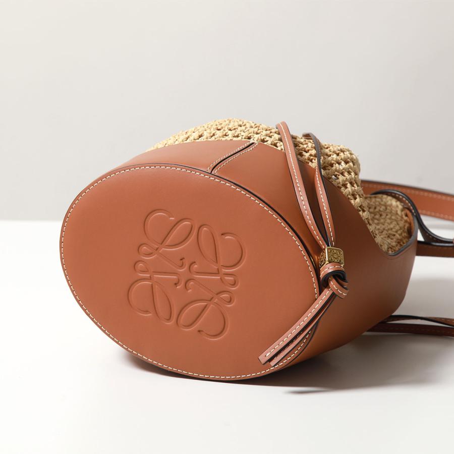 LOEWE かごバッグ スモール バスケット ストロー レザー