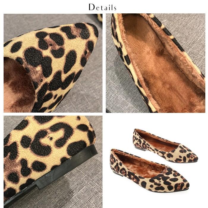 レオパード フラットシューズ パンプス ポインテッドトゥ フラット