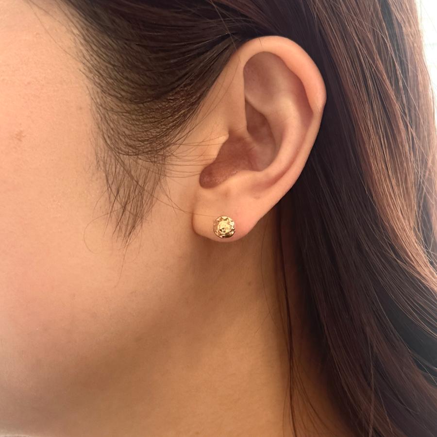 スタッド ピアス 18金 カットボール 直径6.2mm K18 YG イタリア製