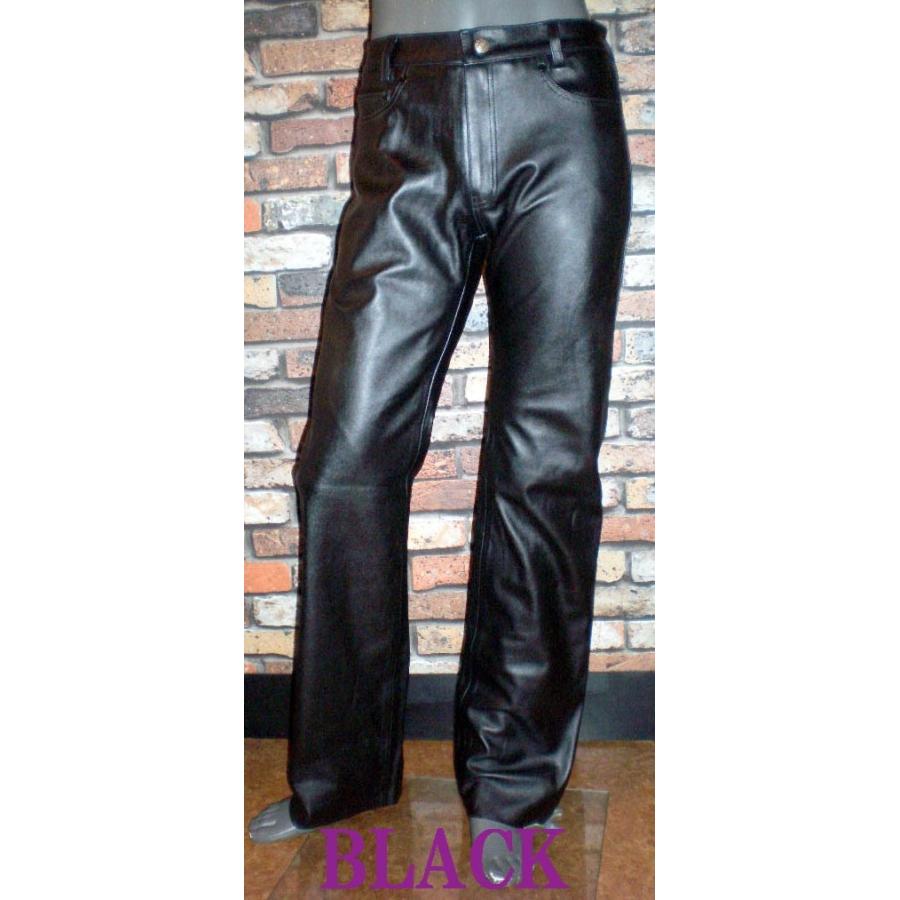皮パン 本革 レザーパンツ COW-SKIN ストレート 黒 ブラック 本格仕様