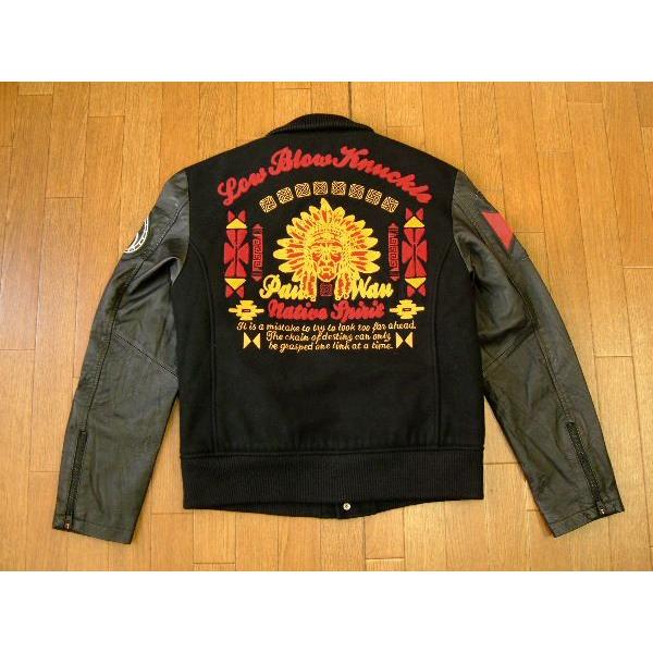 アメカジ インディアン刺繍 スタジャン アワードジャケット 袖豚革