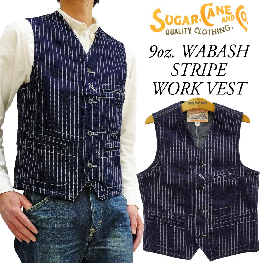 シュガーケーン ミスターフリーダム 10oz コバートストライプ ジレ