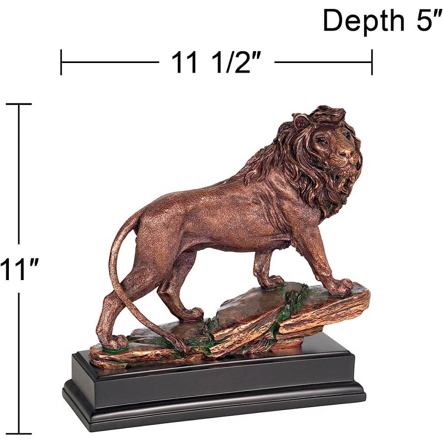 ケンジントン ヒル製 岩の上立つ堂々としたライオン彫刻 高さ28cm