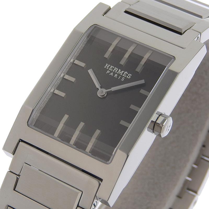 HERMES（エルメス） タンデム メンズ クォーツ 腕時計 SS ブラック文字