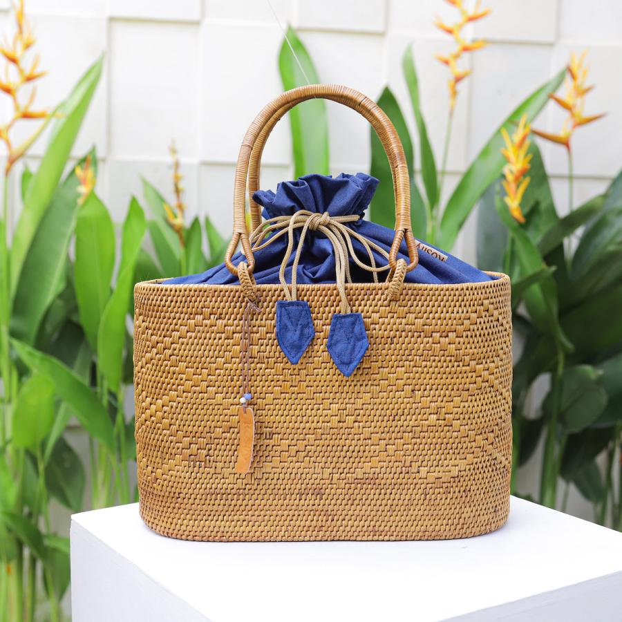 アタバッグ かごバッグ アタ 編まれた 高級 かご バッグ 蓋付き