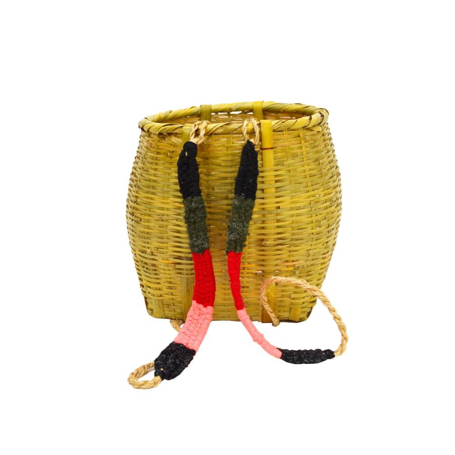 竹製 背負い籠 しょいかご 丸小 背負いかご リュック 竹 : ラタン