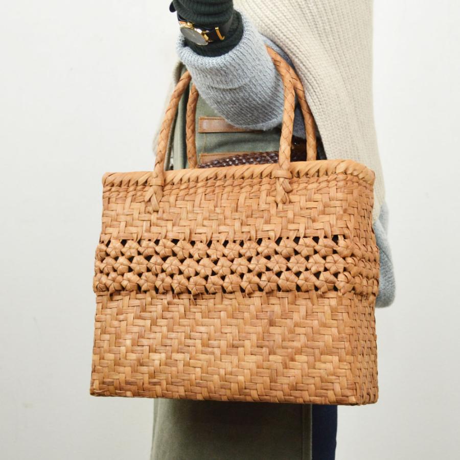 高級素材 山葡萄バッグ 碧 かごバッグ 網代編み 熟練 職人 : ラタン