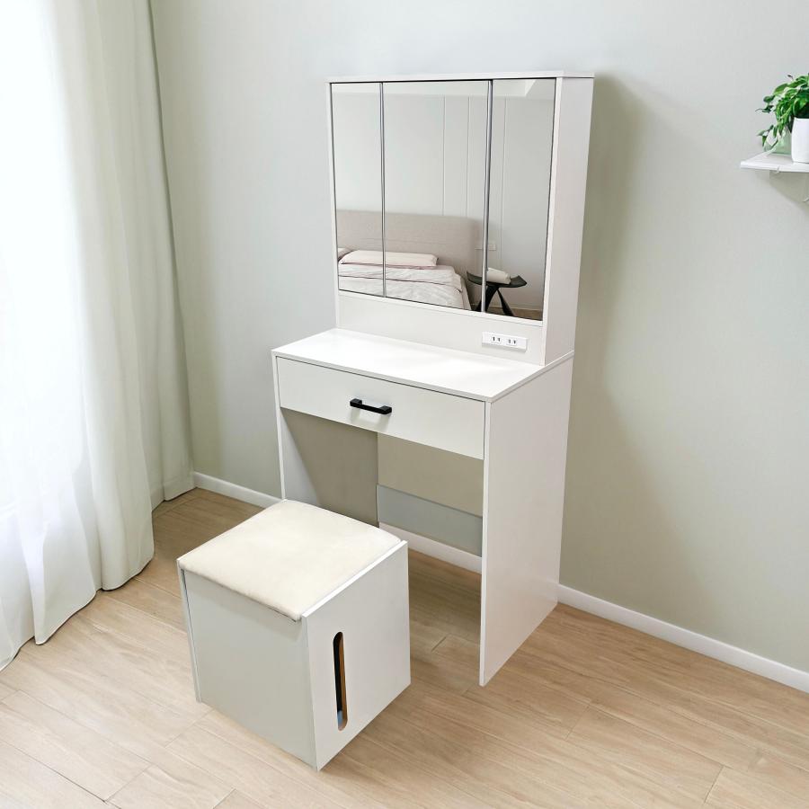ドレッサー オシャレ 3面鏡 ミラー 化粧台 北欧風 鏡台 白 ホワイト 姫