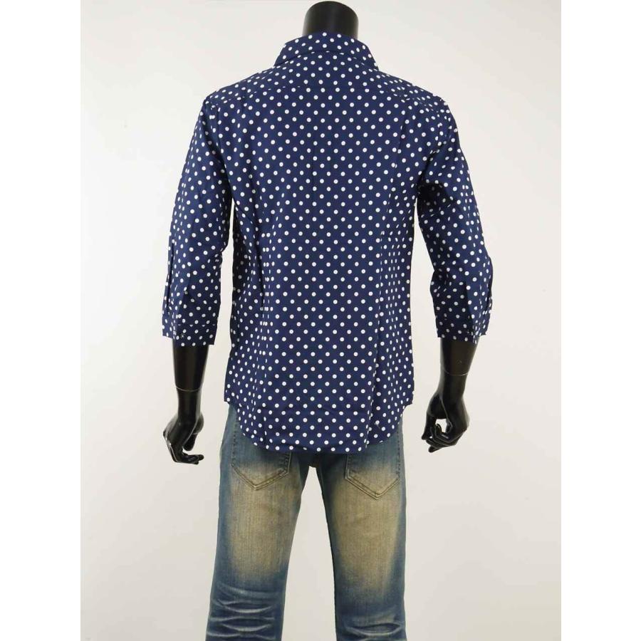 ドットシャツ メンズ 水玉 七分袖 ドレスシャツ お洒落 7分 日本製