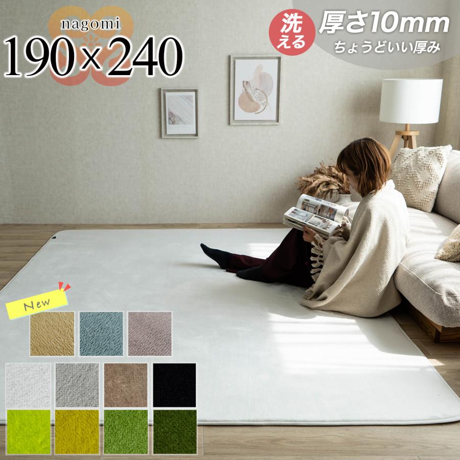 サヤンサヤン ラグ 3畳 洗える 190x240 サラふわ ラグマット 北欧 無地