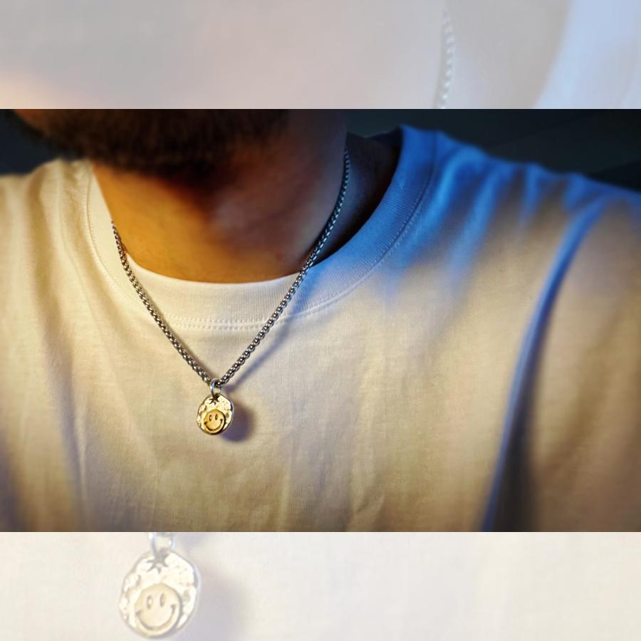 全品送料無料 ネックレス スマイリー 稲妻 トップ チェーン付き