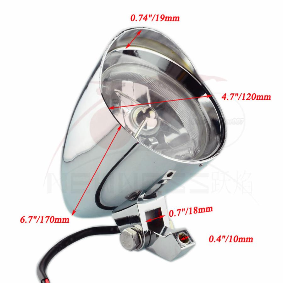 バイク ヘッドライト 汎用 レンズ クローム H4 バレット 砲弾型 弾丸