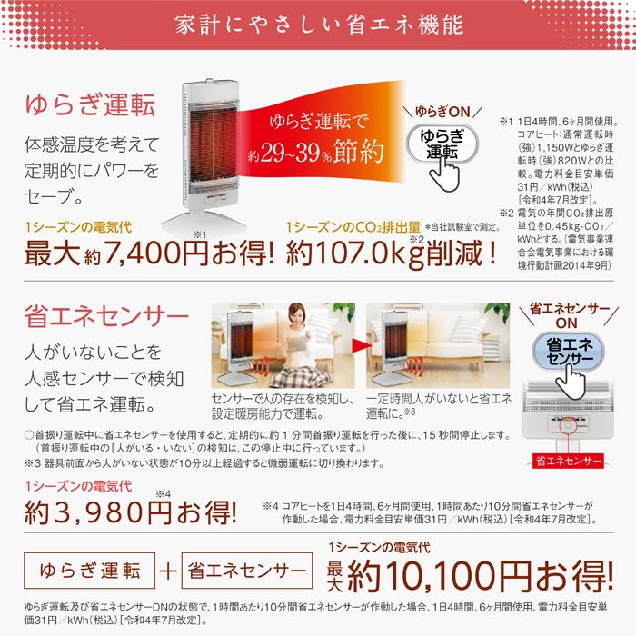 CORONA（コロナ） CH-12RB(W) コアヒート 電気ストーブ 床置型電気暖房