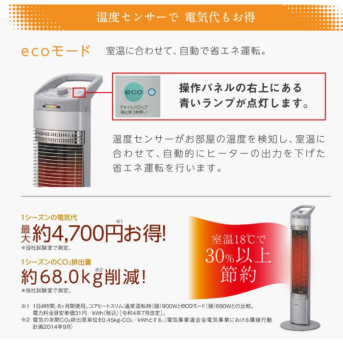 CORONA（コロナ） CH-90RB(S) コアヒートスリム 電気ストーブ 床置型