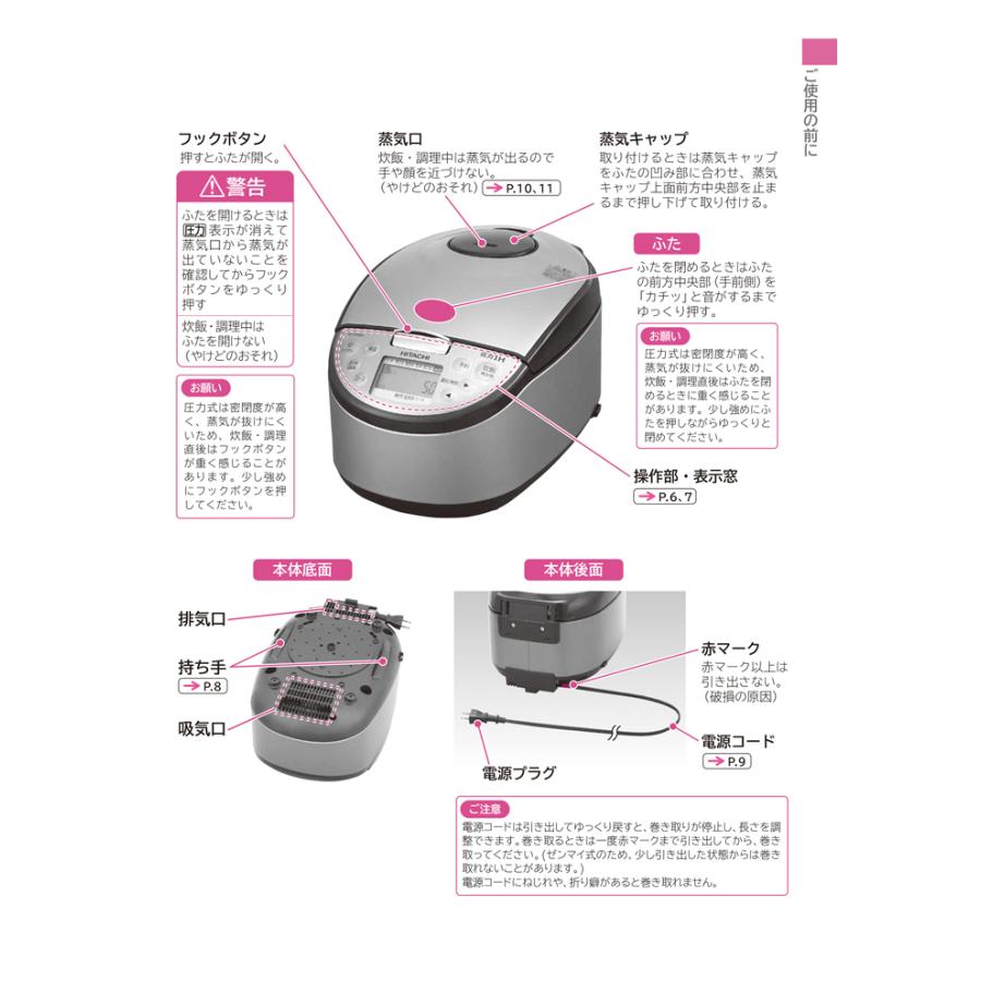 日立（HITACHI） RZ-H10EJ-R 炊飯器 5.5合 圧力IH 蒸気セーブ