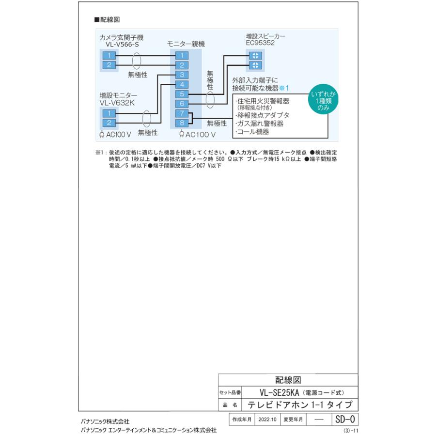 Panasonic（パナソニック） VL-SE25KA テレビドアホン 1-2タイプ 約2.7
