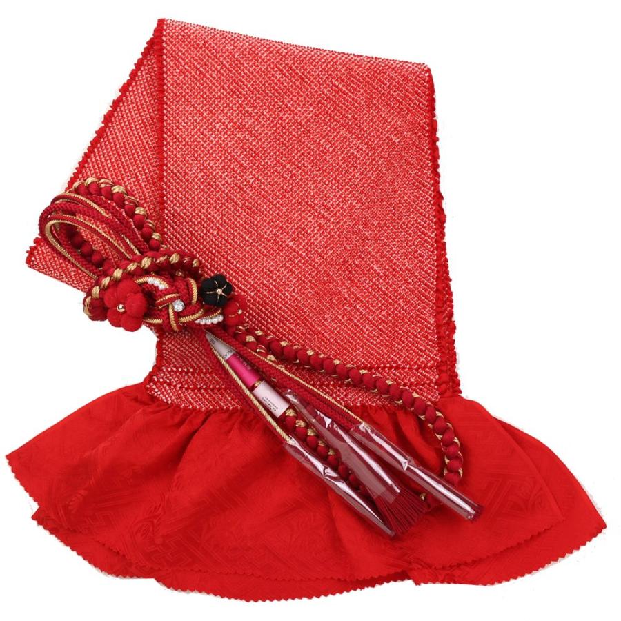 振袖用 帯締め帯揚げセット 朱赤 帯締め 帯揚げ 帯締 帯揚 総絞り 成人