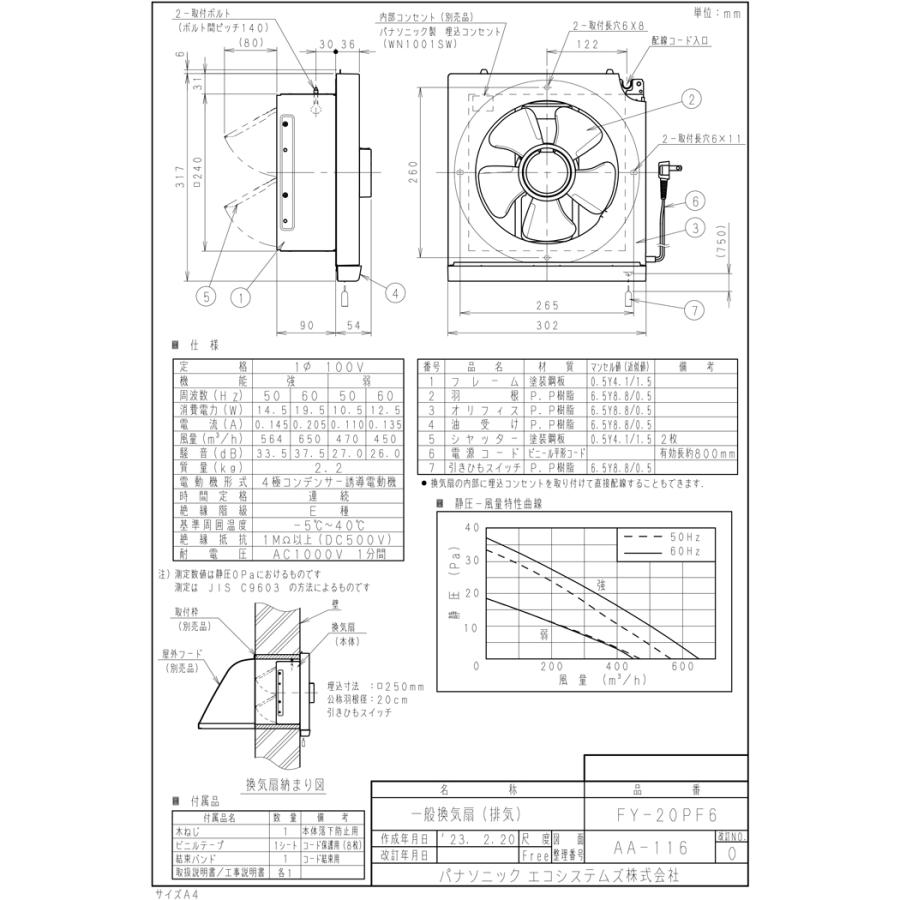 Panasonic（パナソニック） FY-20PF6 一般用・台所用換気扇 一般換気扇