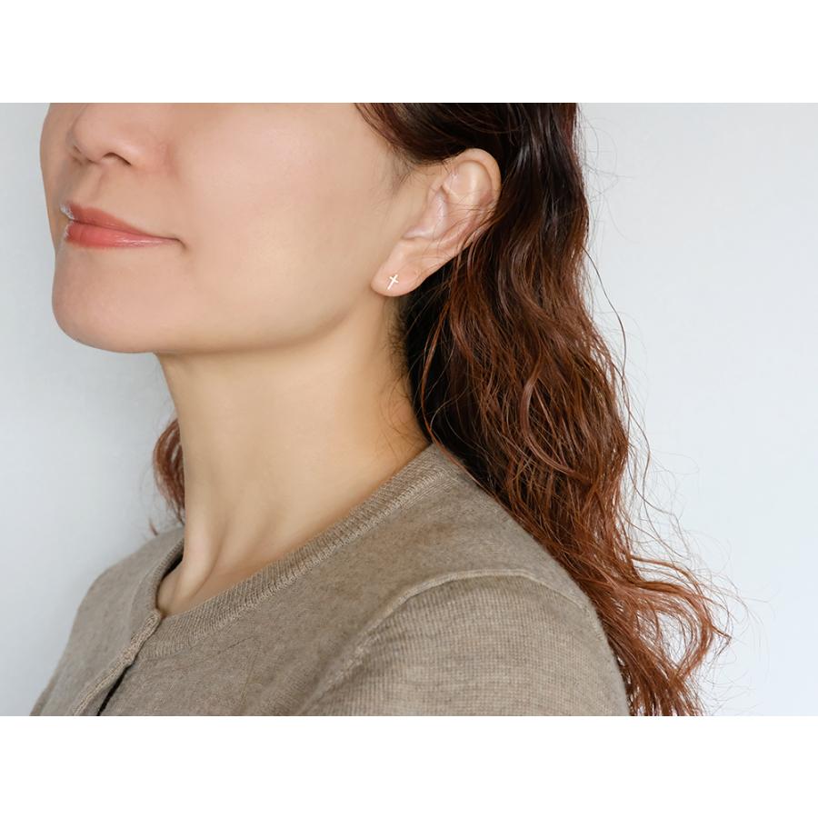 K18 ベイビー クロス ピアス レディース 18金 18k ゴールド 両耳用